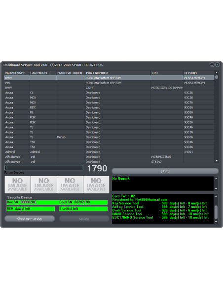 Dashboard Service Tool Program
