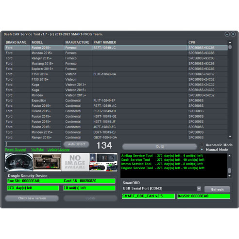 Programme d'activation de l'outil de service du tableau de bord
