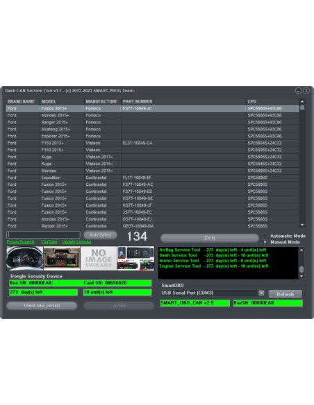 Programme d'activation de l'outil de service du tableau de bord